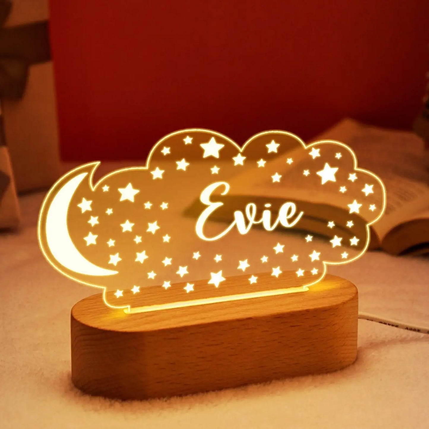Veilleuse USB bébé enfant personnalisée avec nom, lampe d'enfant personnalisée pour chambre de bébé, décoration de maison, cadeau souvenir d'anniversaire