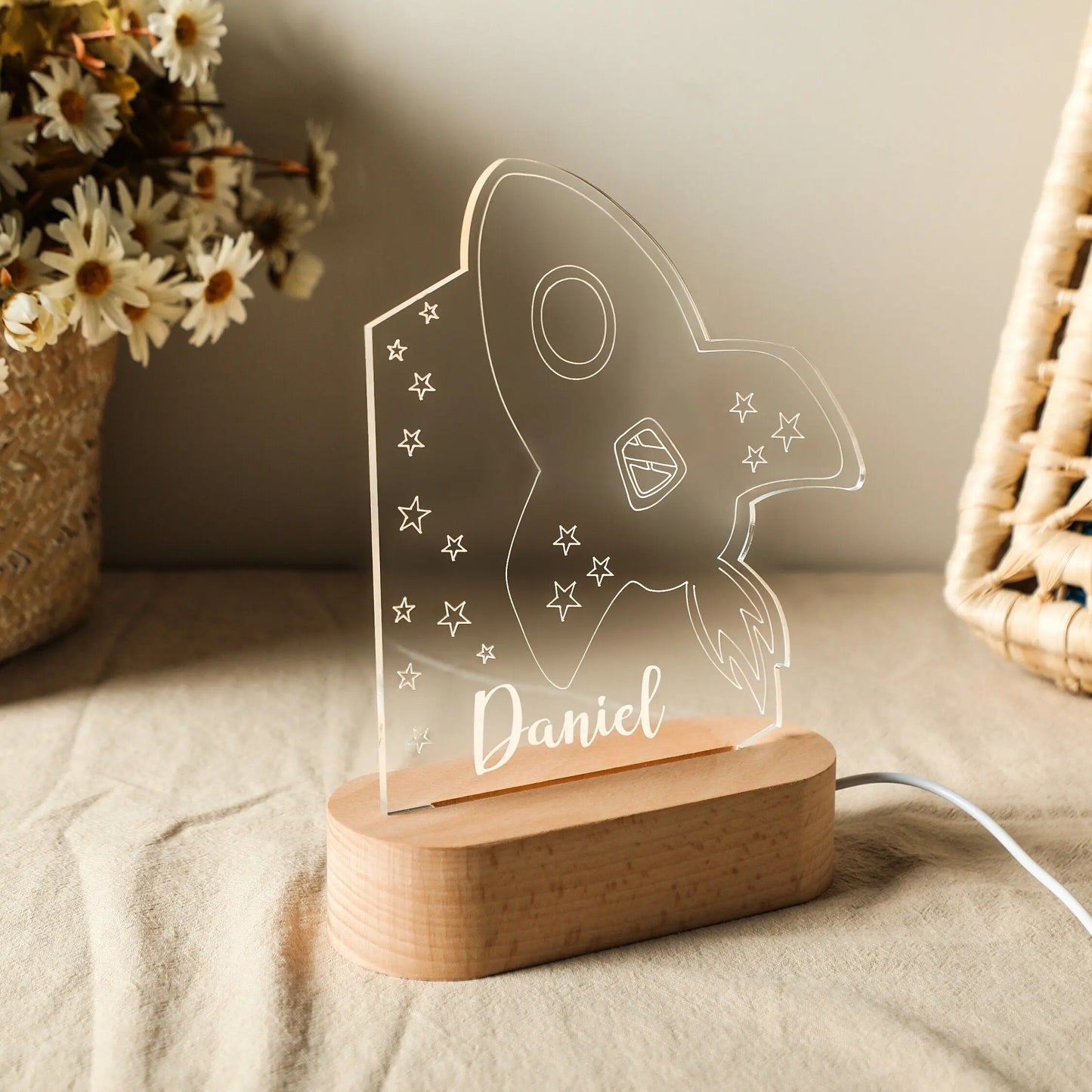 Veilleuse USB bébé enfant personnalisée avec nom, lampe d'enfant personnalisée pour chambre de bébé, décoration de maison, cadeau souvenir d'anniversaire