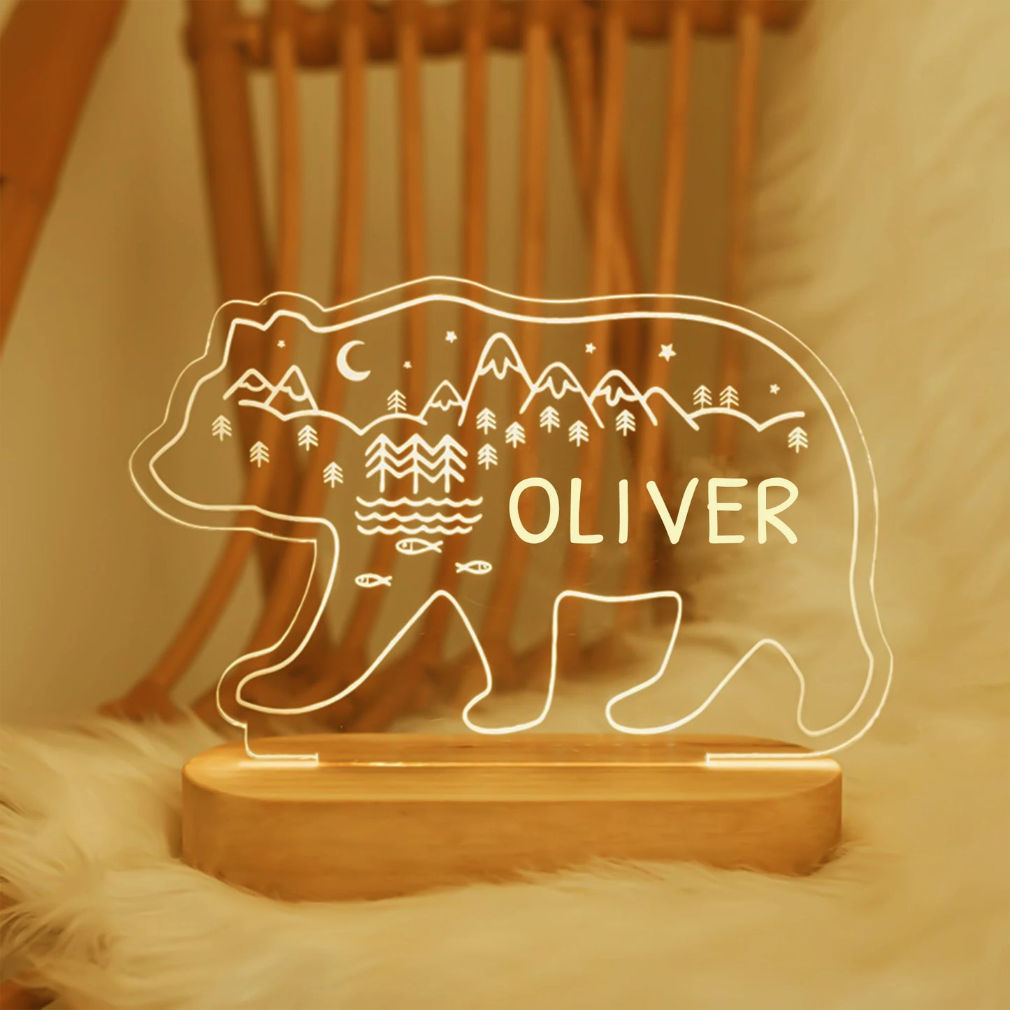 Veilleuse USB bébé enfant personnalisée avec nom, lampe d'enfant personnalisée pour chambre de bébé, décoration de maison, cadeau souvenir d'anniversaire