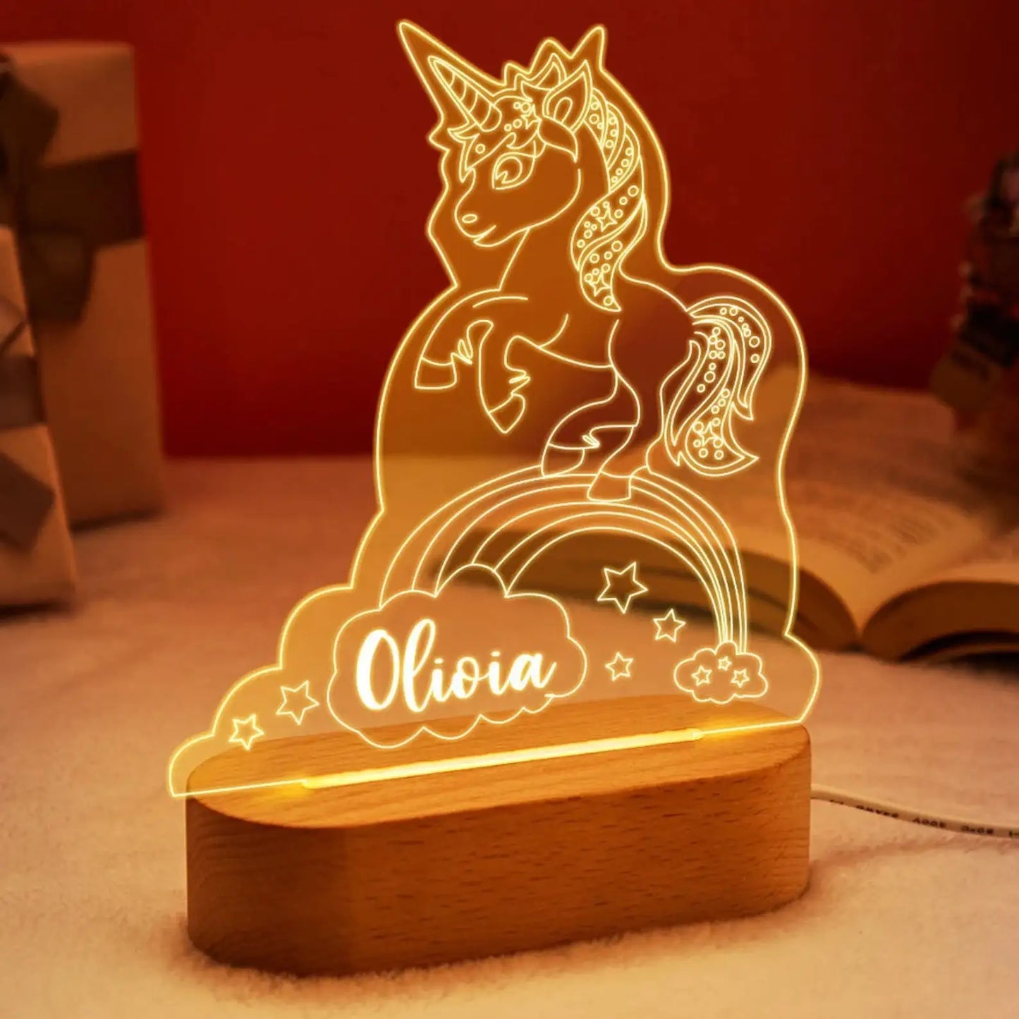 Veilleuse USB bébé enfant personnalisée avec nom, lampe d'enfant personnalisée pour chambre de bébé, décoration de maison, cadeau souvenir d'anniversaire