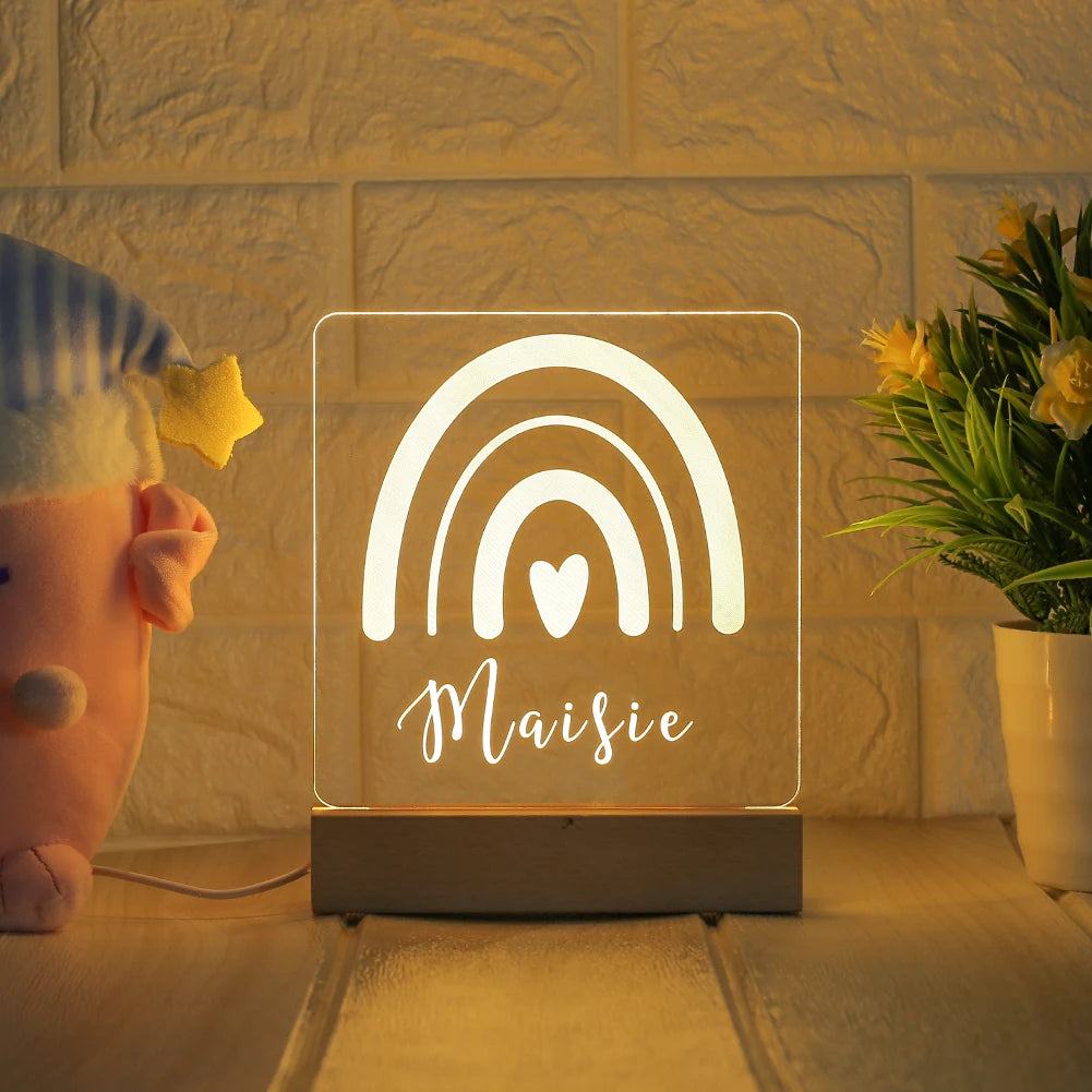 Veilleuse personnalisée USB Lampe 3D avec nom personnalisé Luminaria Cadeau de Noël, d'anniversaire, de fête des Mères ou des Pères