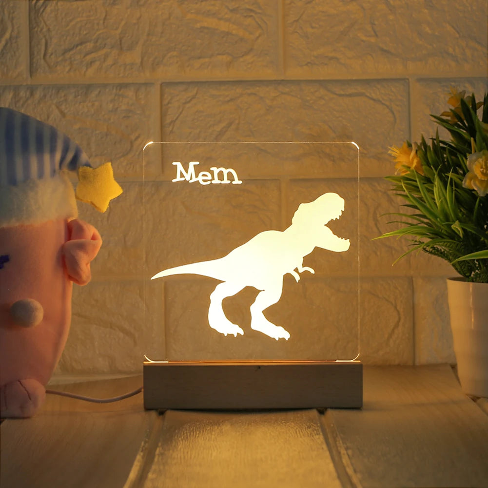 Veilleuse personnalisée USB Lampe 3D avec nom personnalisé Luminaria Cadeau de Noël, d'anniversaire, de fête des Mères ou des Pères
