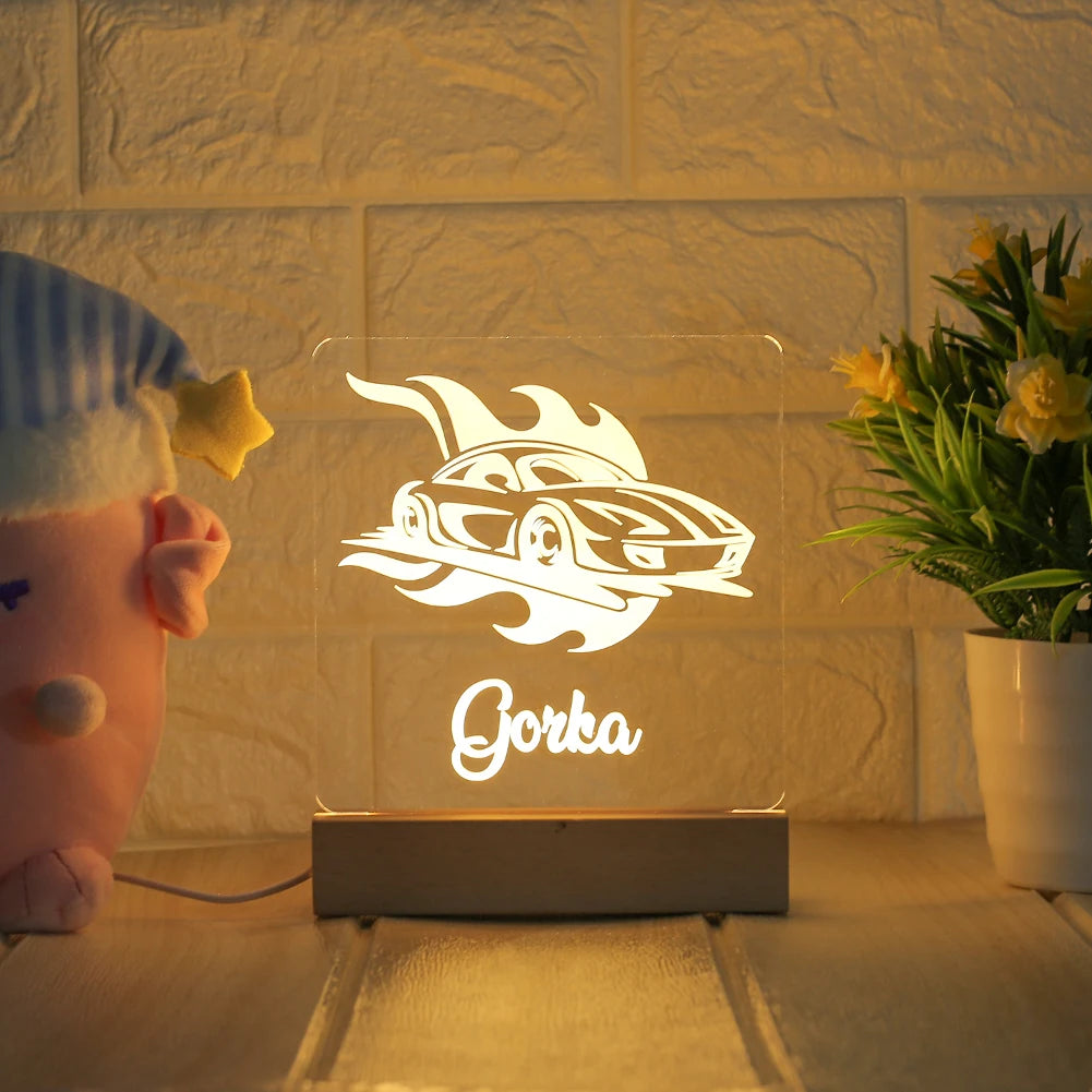 Veilleuse personnalisée USB Lampe 3D avec nom personnalisé Luminaria Cadeau de Noël, d'anniversaire, de fête des Mères ou des Pères