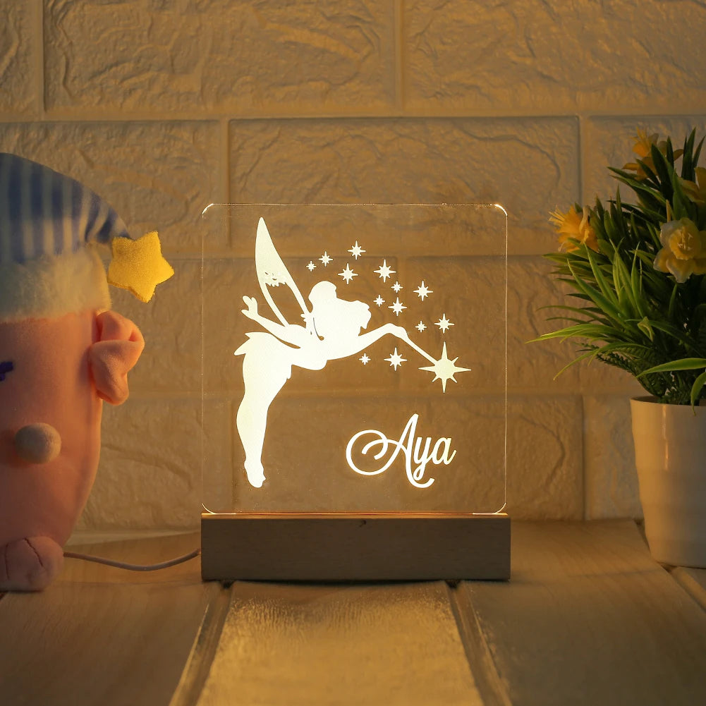 Veilleuse personnalisée USB Lampe 3D avec nom personnalisé Luminaria Cadeau de Noël, d'anniversaire, de fête des Mères ou des Pères