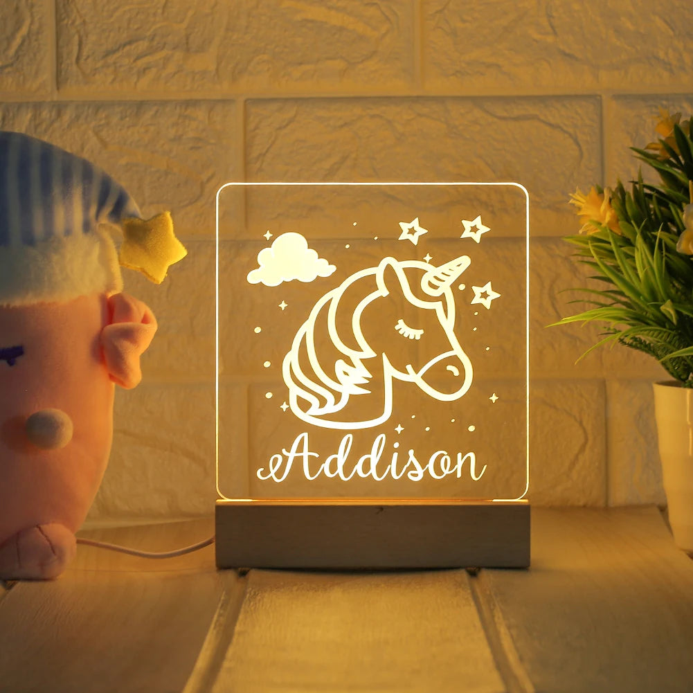Veilleuse personnalisée USB Lampe 3D avec nom personnalisé Luminaria Cadeau de Noël, d'anniversaire, de fête des Mères ou des Pères