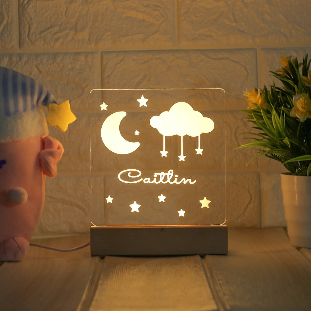 Veilleuse personnalisée USB Lampe 3D avec nom personnalisé Luminaria Cadeau de Noël, d'anniversaire, de fête des Mères ou des Pères