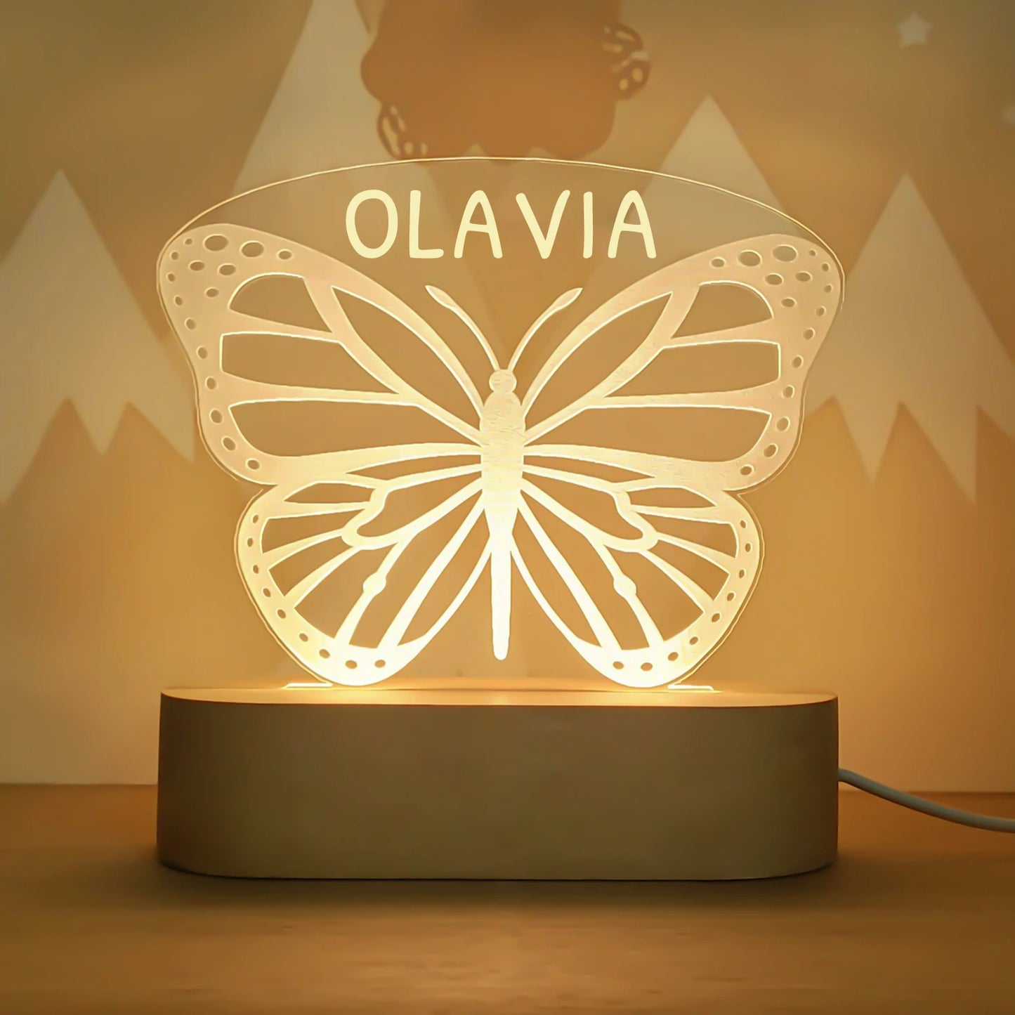 Veilleuse USB bébé enfant personnalisée avec nom, lampe d'enfant personnalisée pour chambre de bébé, décoration de maison, cadeau souvenir d'anniversaire