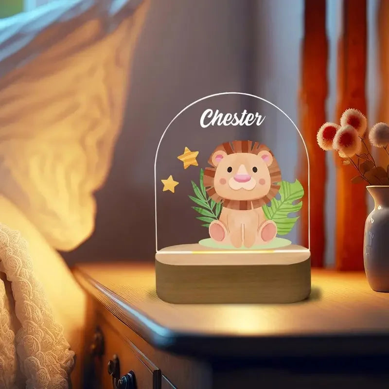 Veilleuse Personnalisée Prénom & Animal — Cadeau de Naissance