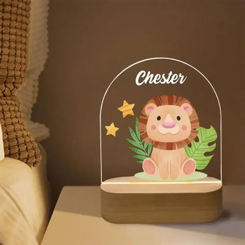 Veilleuse Personnalisée Prénom & Animal — Cadeau de Naissance
