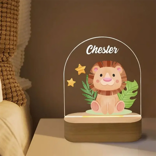Veilleuse Personnalisée Prénom & Animal — Cadeau de Naissance