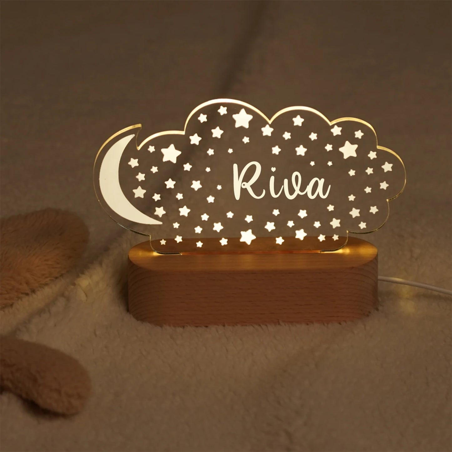 Veilleuse USB bébé enfant personnalisée avec nom, lampe d'enfant personnalisée pour chambre de bébé, décoration de maison, cadeau souvenir d'anniversaire