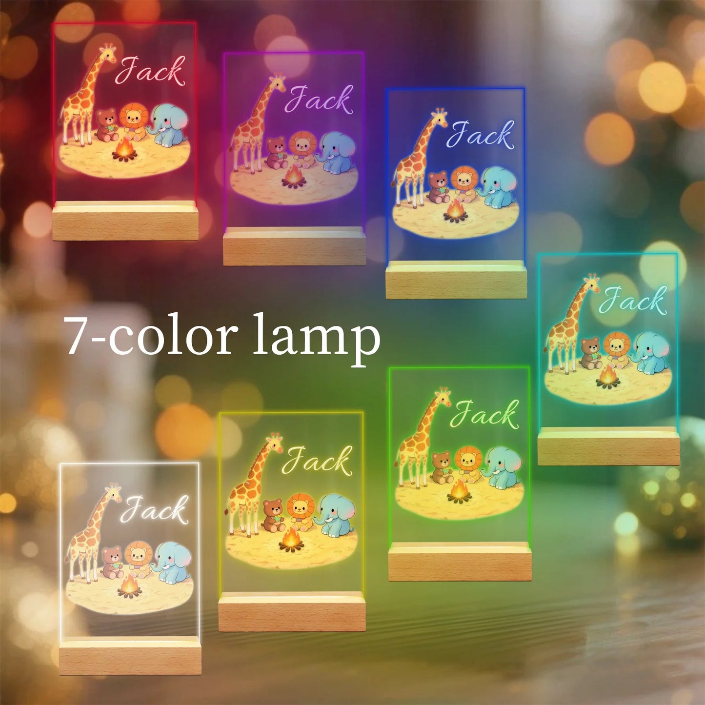 Personalized Animal Night Light Custom Name Acrylic LED Lamp, Forest Cartoon Pattern Home Bedroom Decor Unique Birthday Gift